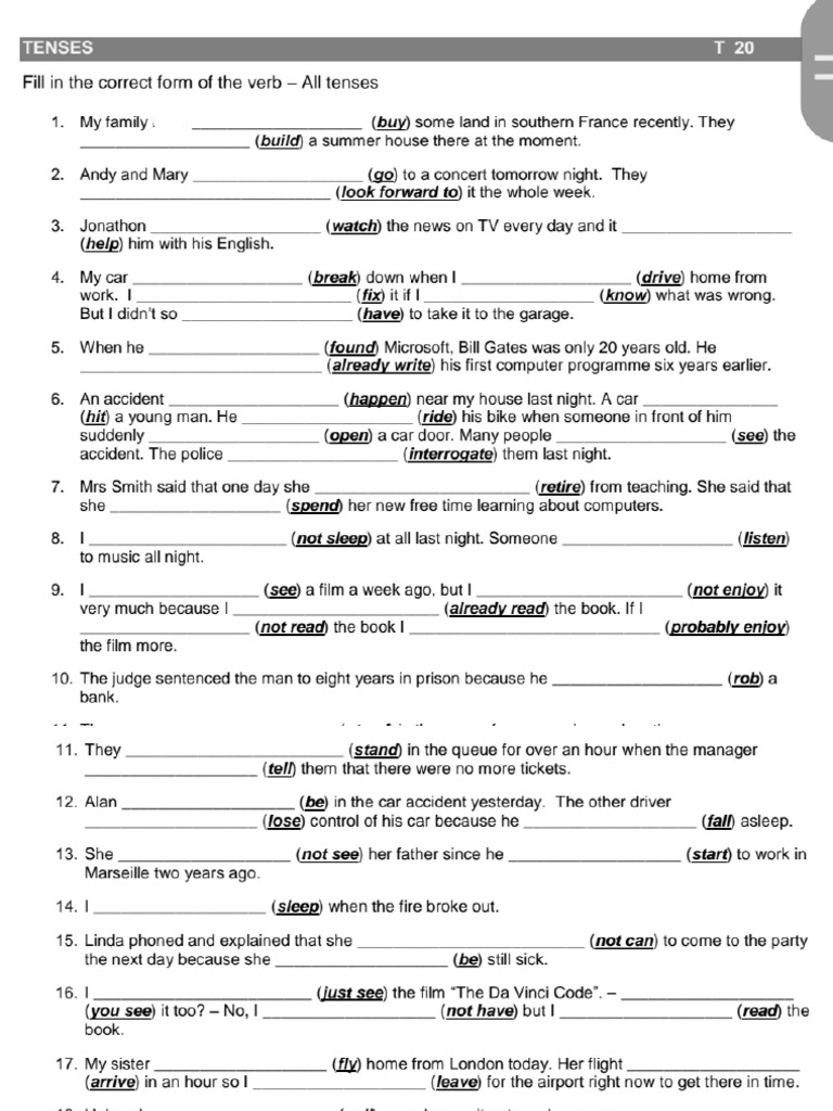 Class VII Tenses September Assignment | PDF
