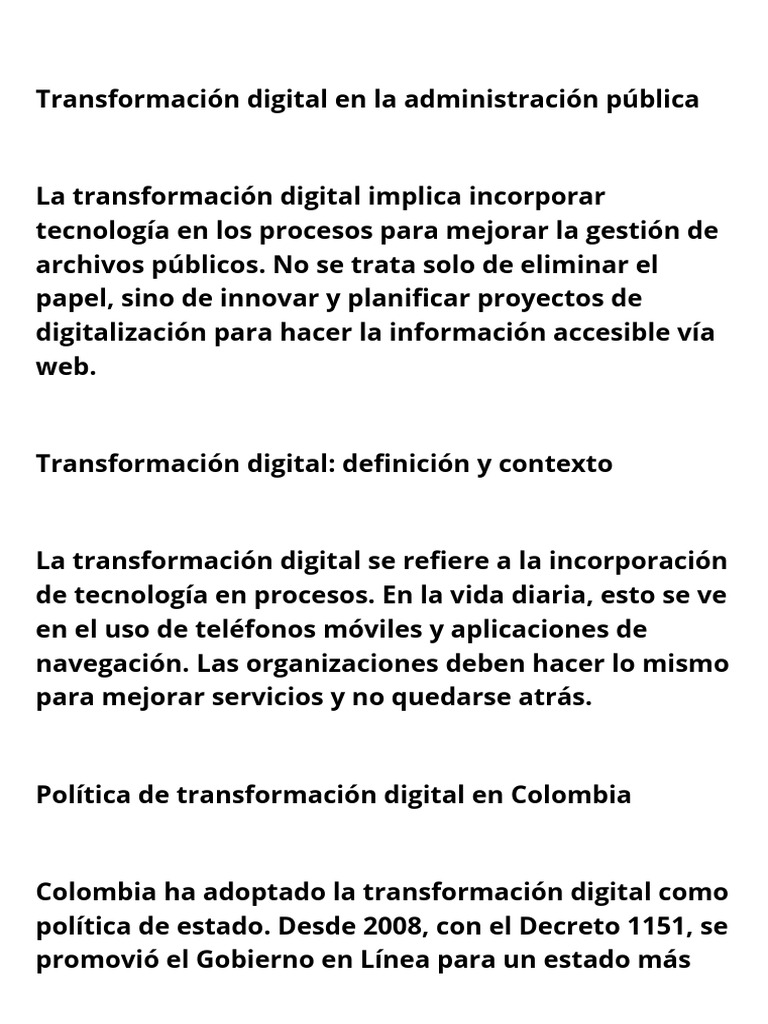 Transformación Digital en la Administración Pública | PDF | Gestión de ...