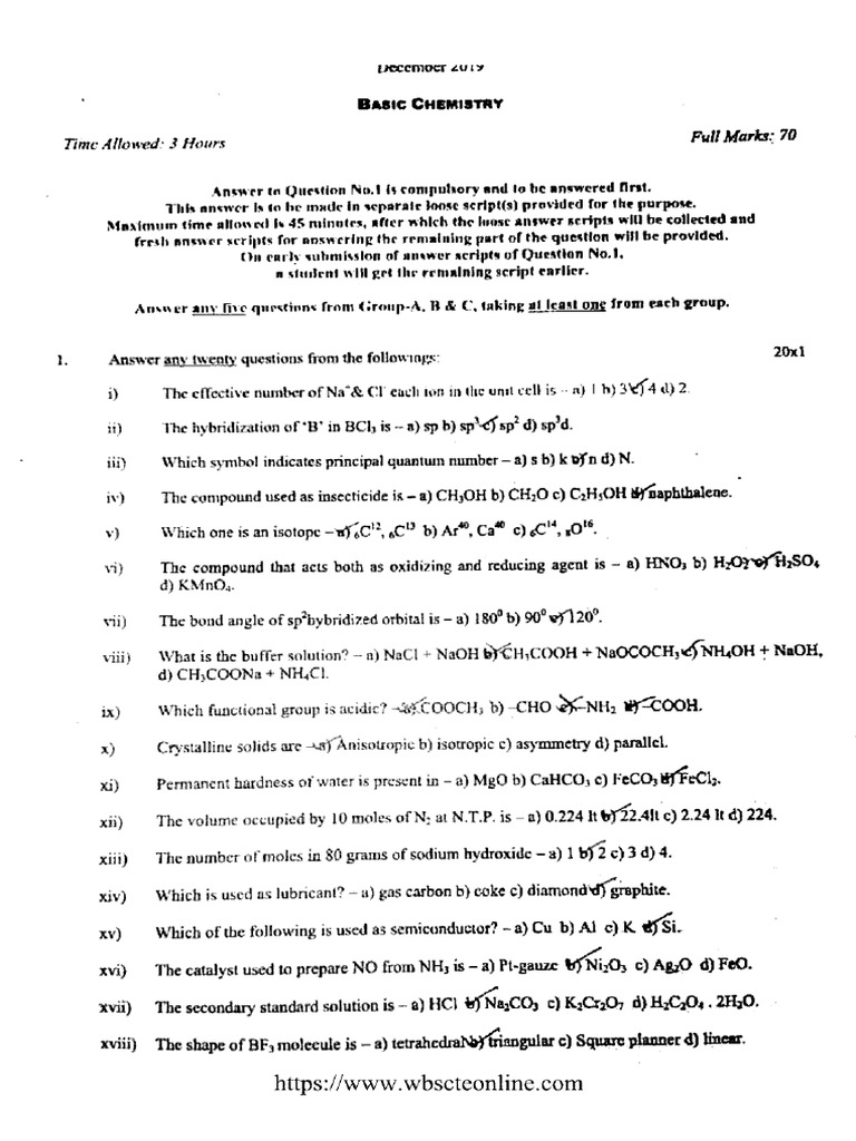 Diploma 1 Sem Basic Chemistry Dec 2019 | PDF
