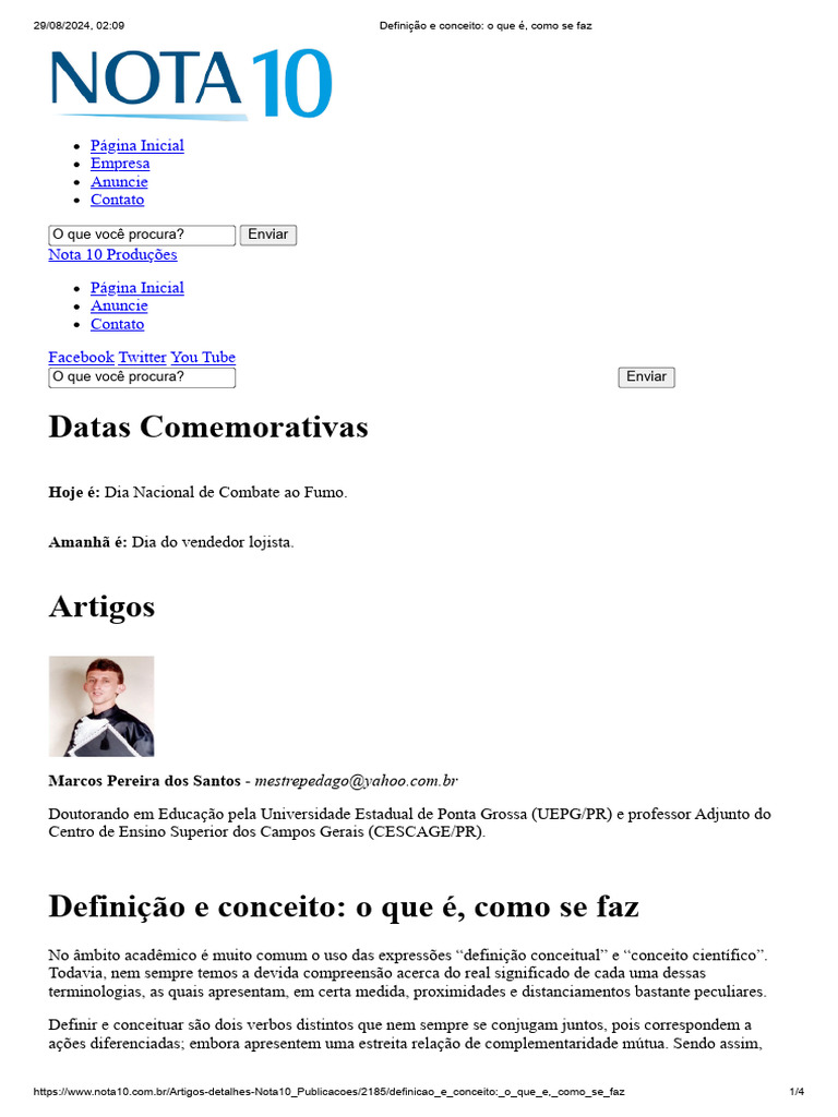 Diferença entre Definição e Conceito | PDF | Science | Sociologia