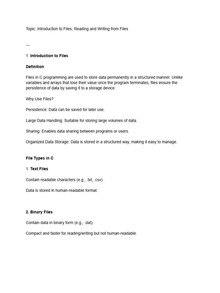 File Handling in C: Read & Write Guide | PDF | Computer File | Software