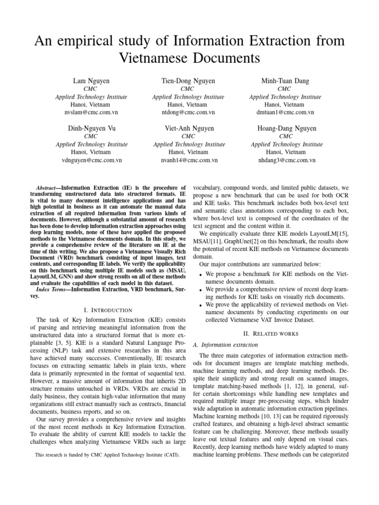 Vietnamese Document IE Study | PDF | Cognitive Science | Artificial ...