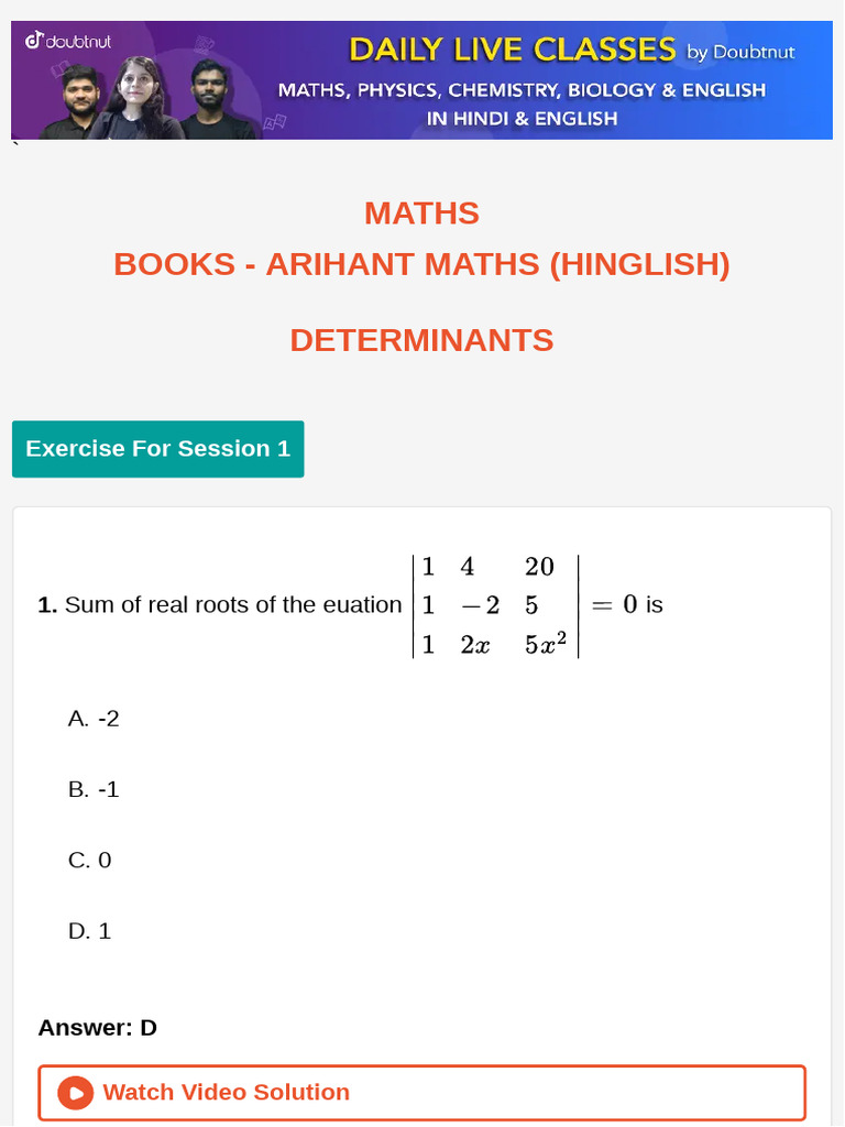 Determinants in Arihant Maths Book | PDF | Triangle | Algebra