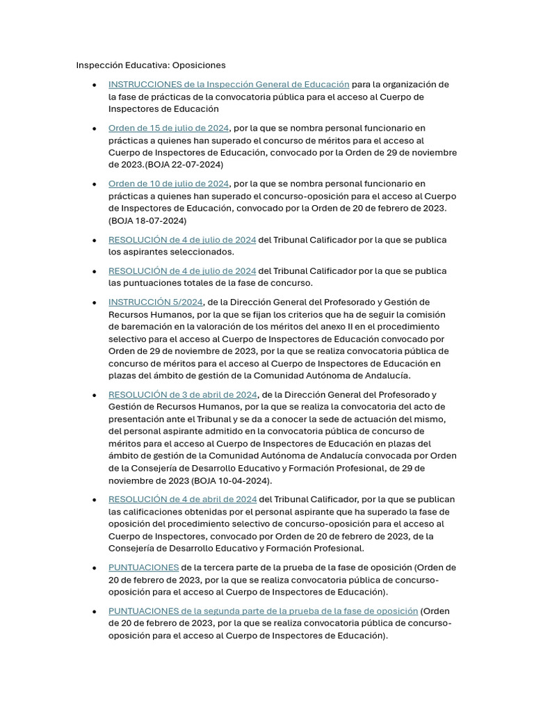 Oposiciones Inspectores de Educación Andalucía | PDF