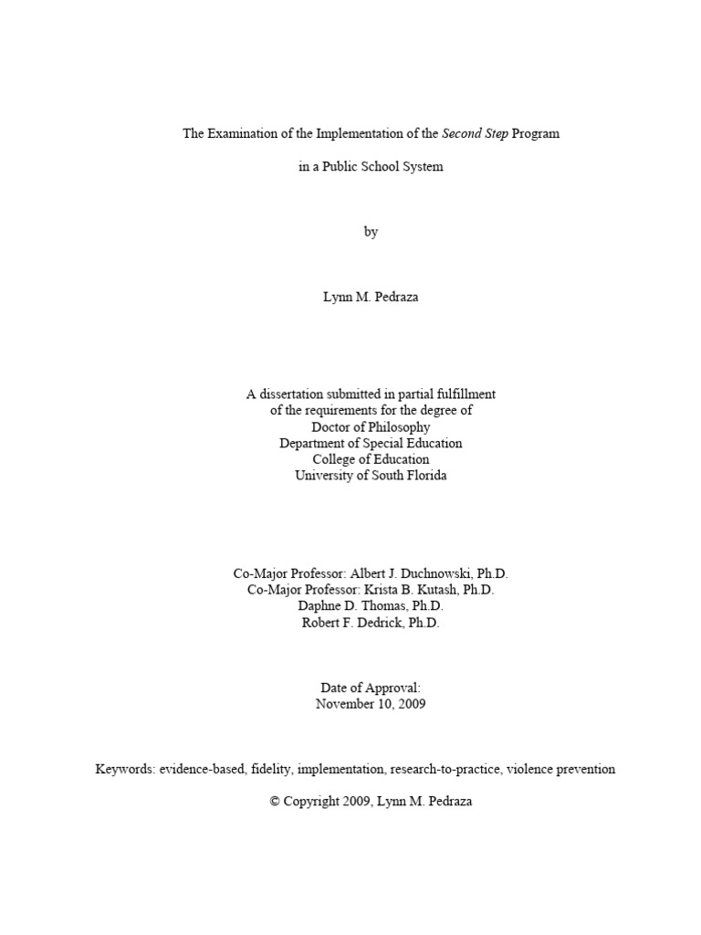 The examination of the implementation of the second step program pdf