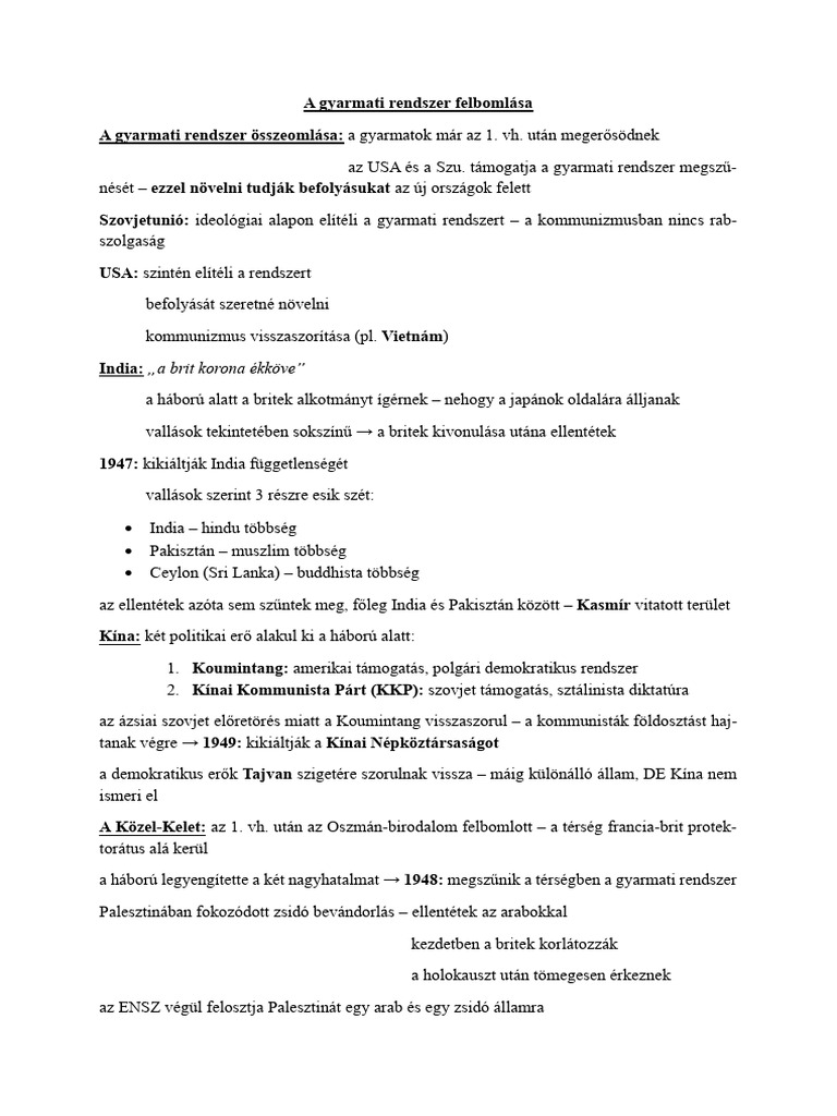 A Gyarmati Rendszer Felbomlása | PDF