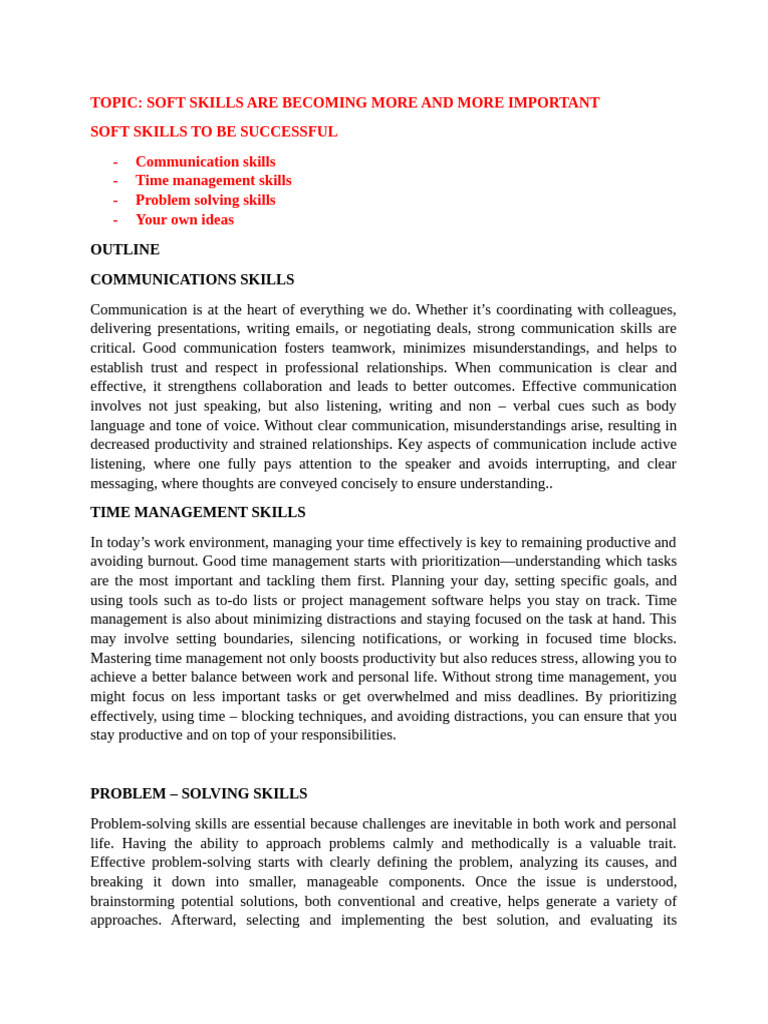 Essential Soft Skills for Career Success | PDF | Leadership | Communication