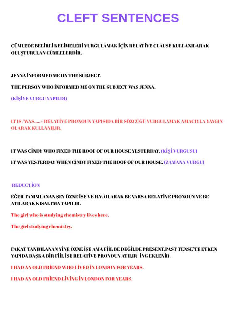 Cleft Sentences Explained | PDF