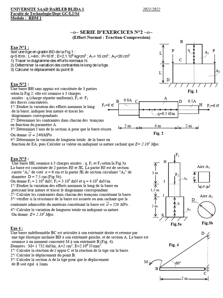 Exercices de RDM : Traction-Compression | PDF