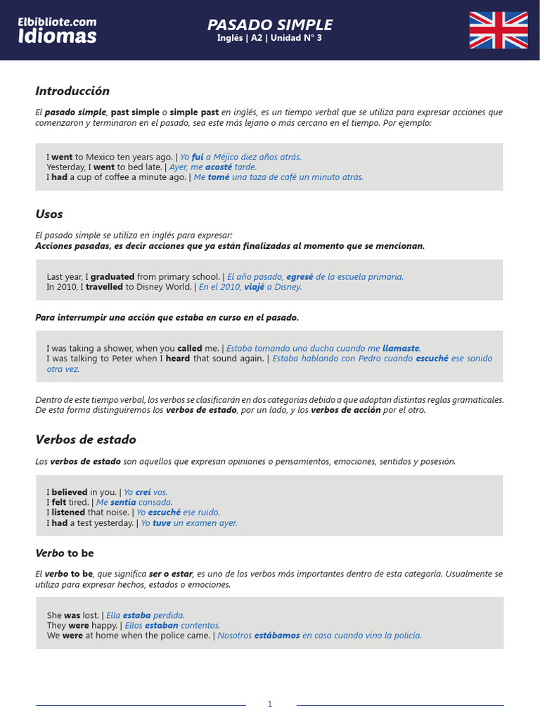 Inglés A2 03 | PDF | Verbo | Asunto (gramática)