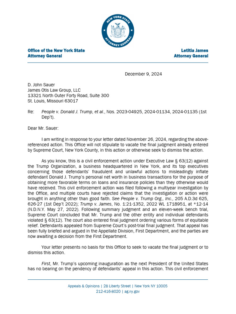 NY AG letter