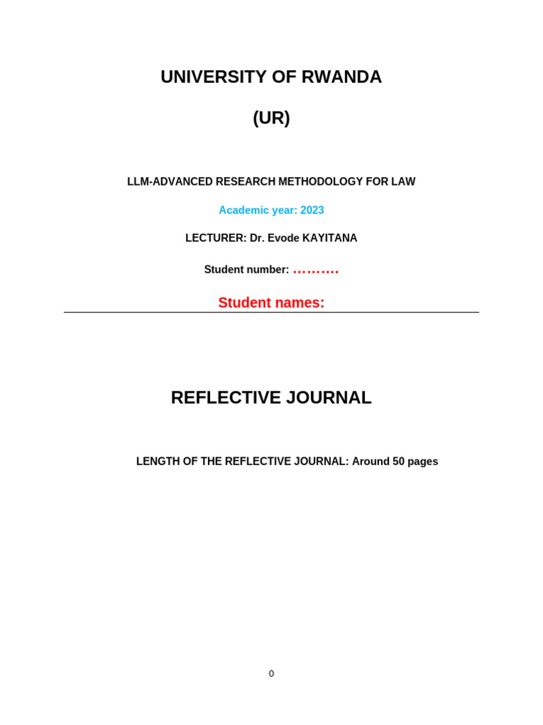 Reflective Journal Guidelines for LLM | PDF