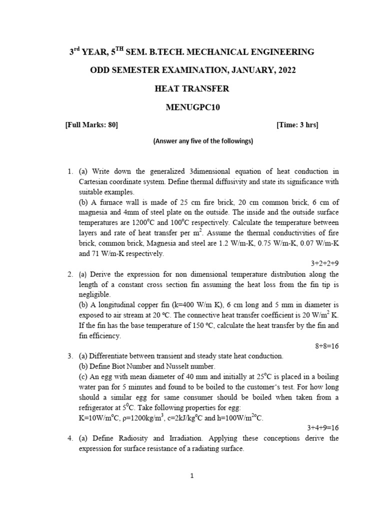 Heat Transfer 2021 Pdf Heat Transfer Thermal Conduction