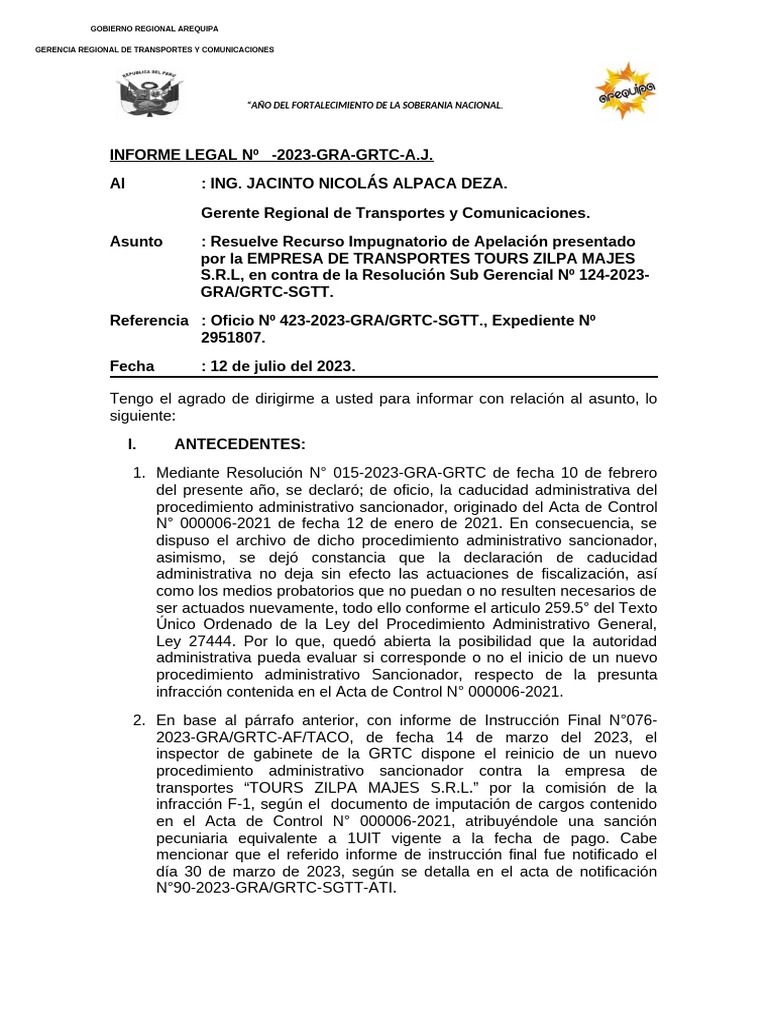 Acta de Control Zilpa Majes | PDF | Estatuto de limitaciones | Justicia