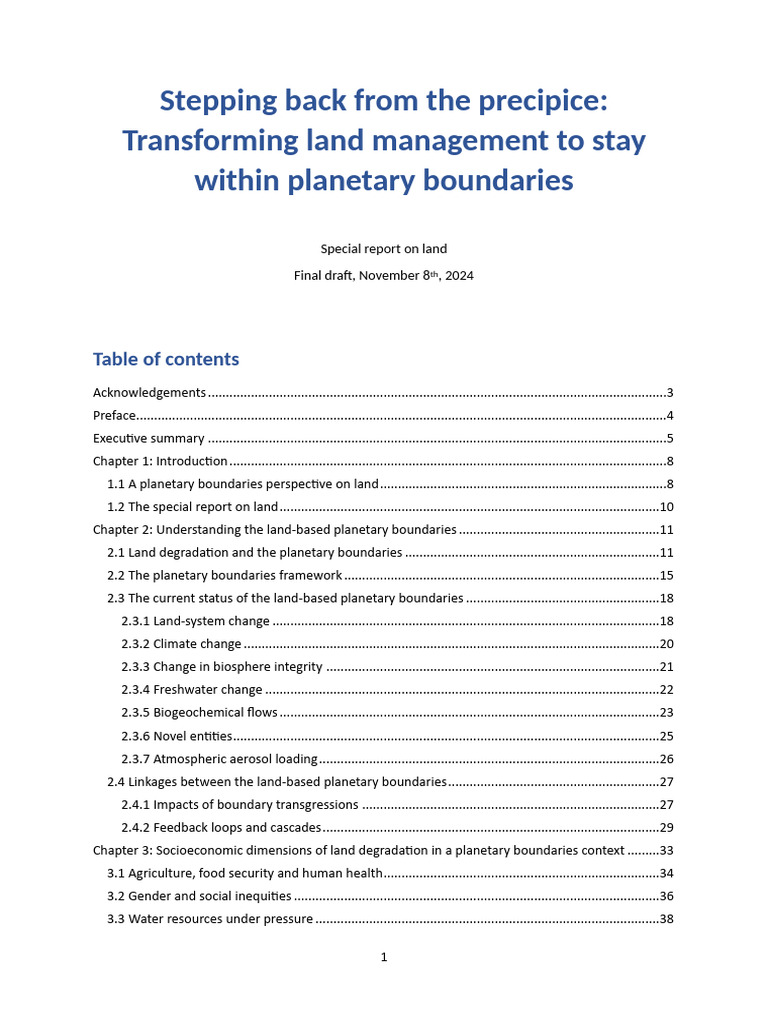 Transforming Land Management To Stay Within Planetary Boundaries | PDF ...
