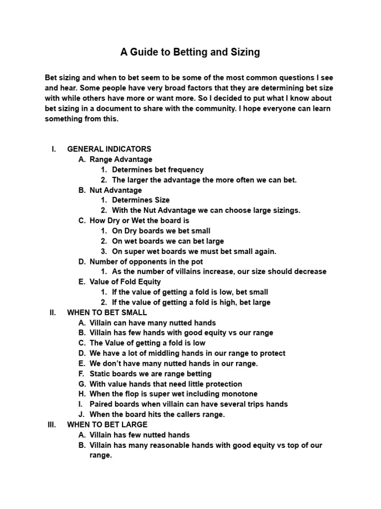 Effective Bet Sizing Strategies Guide | PDF