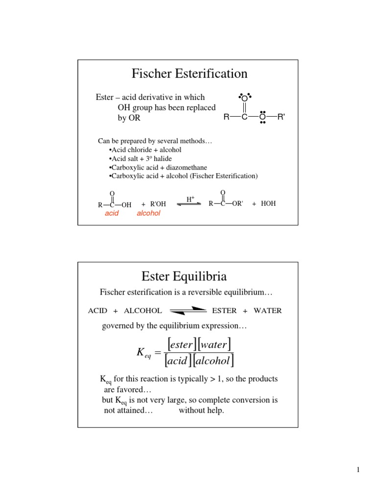 Fischer Esterification Overview and Methods | PDF