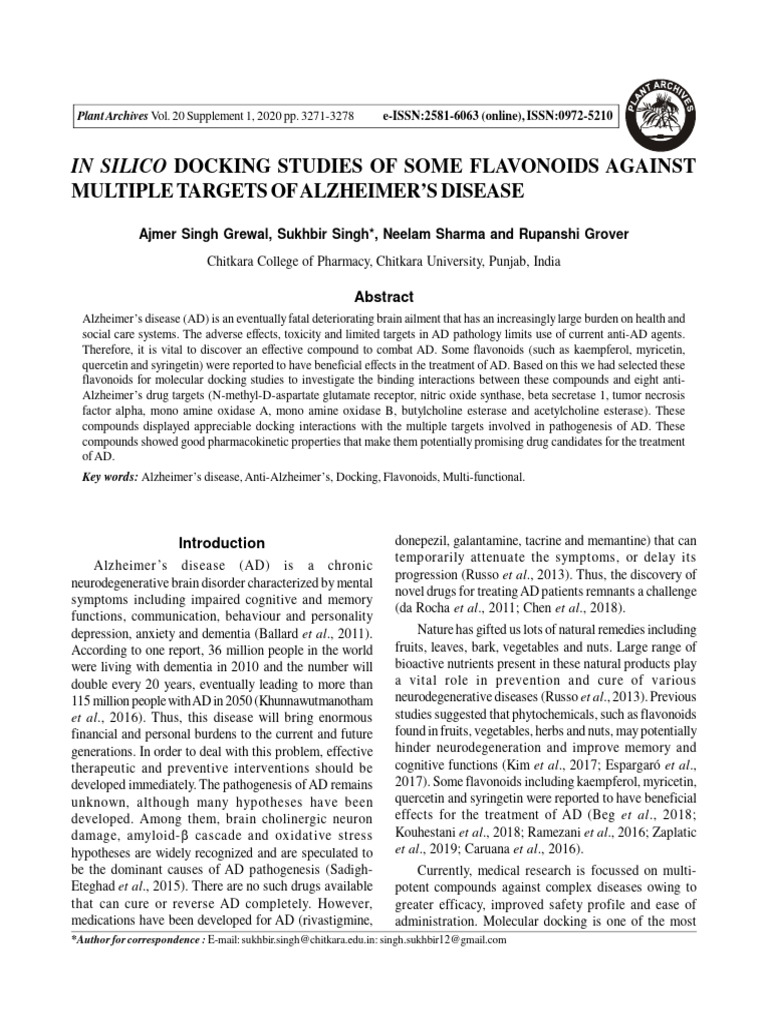 In Silico Docking Studies of Some Flavon | PDF | Docking (Molecular ...