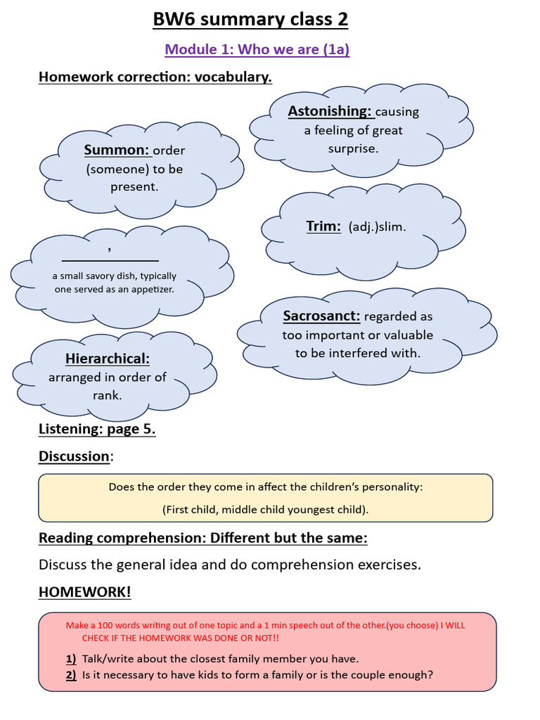 BW6 Summary Class 2-1 | PDF