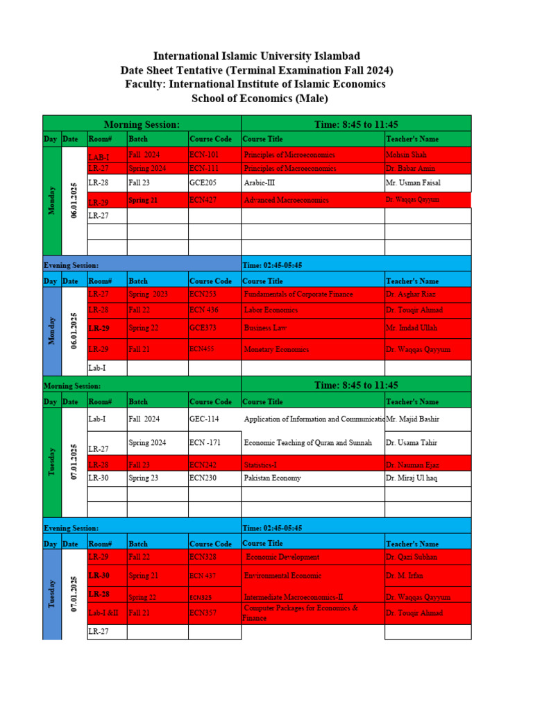 Fall 2024 Course Schedule and Exams | PDF | Economies