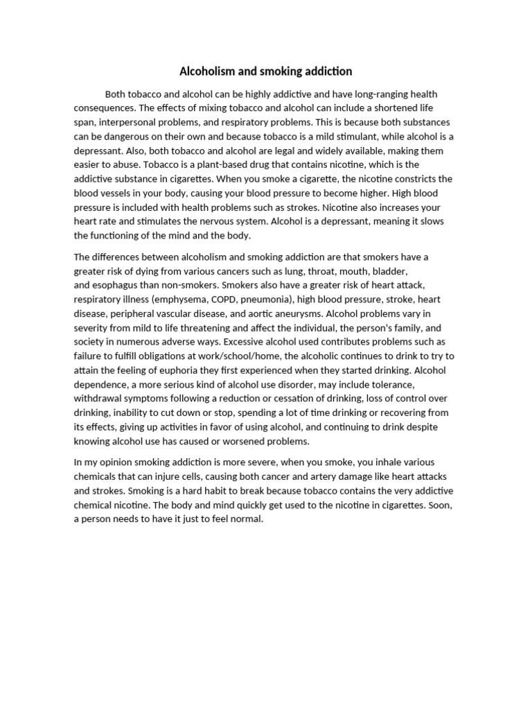 Alcoholism and Smoking Addiction | PDF | Tobacco Smoking | Addiction