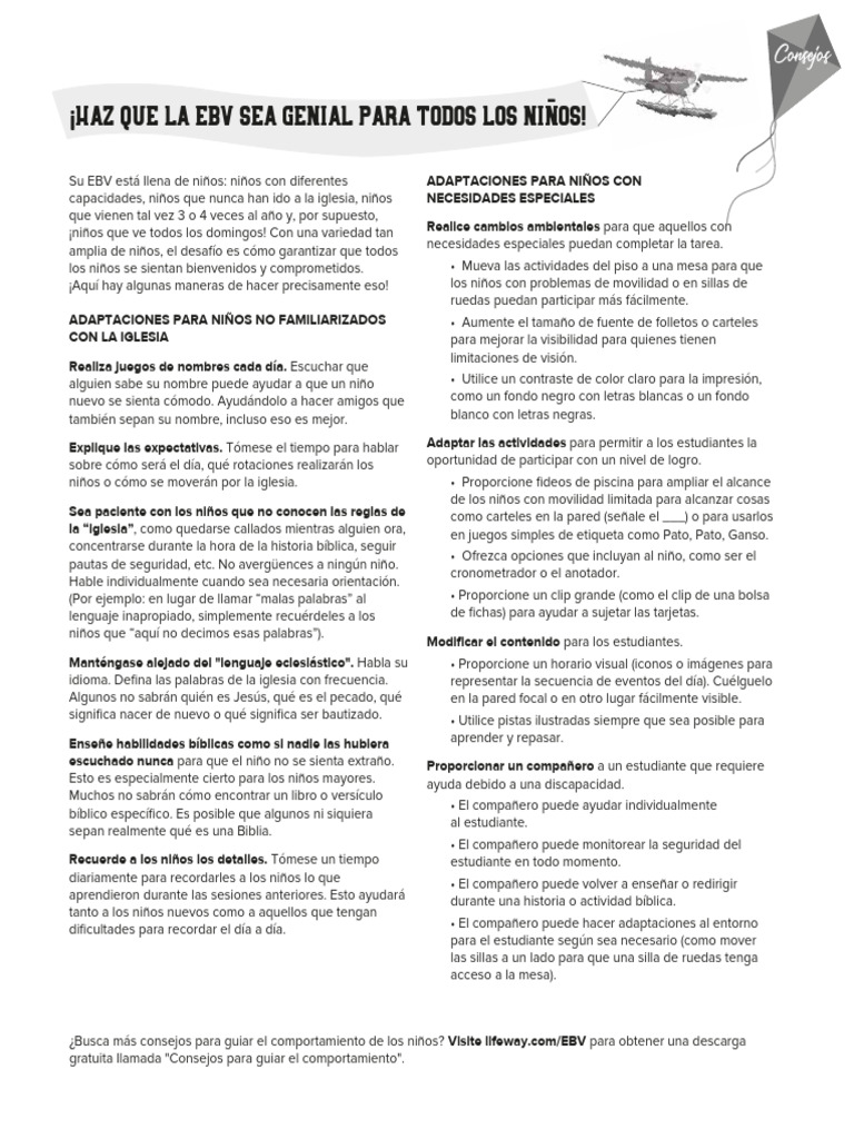 Cómo Incluir a Todos los Niños en la EBV | PDF
