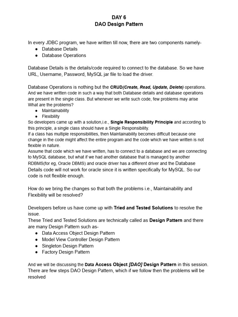 DAO Design Pattern - Notes Lyst1825 | PDF | Databases | Class (Computer ...