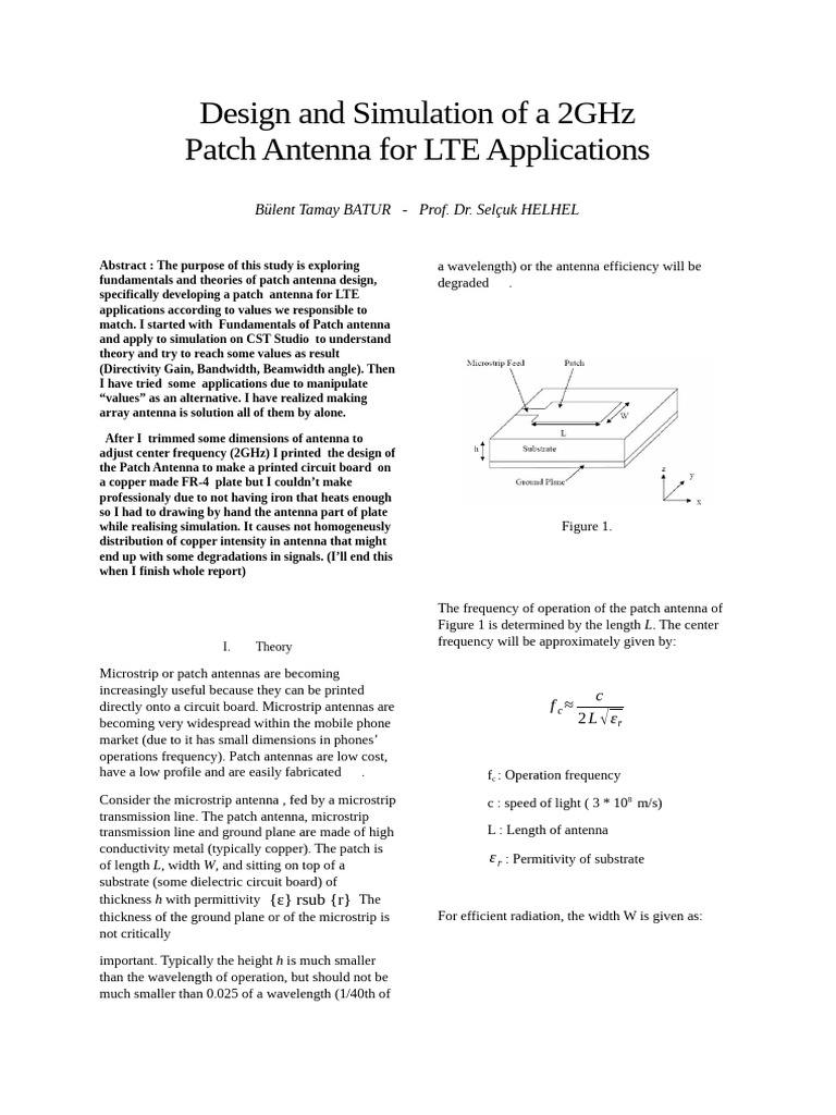 Design and Simulation of A 2GHz Patch Antenna | PDF | Antenna (Radio ...