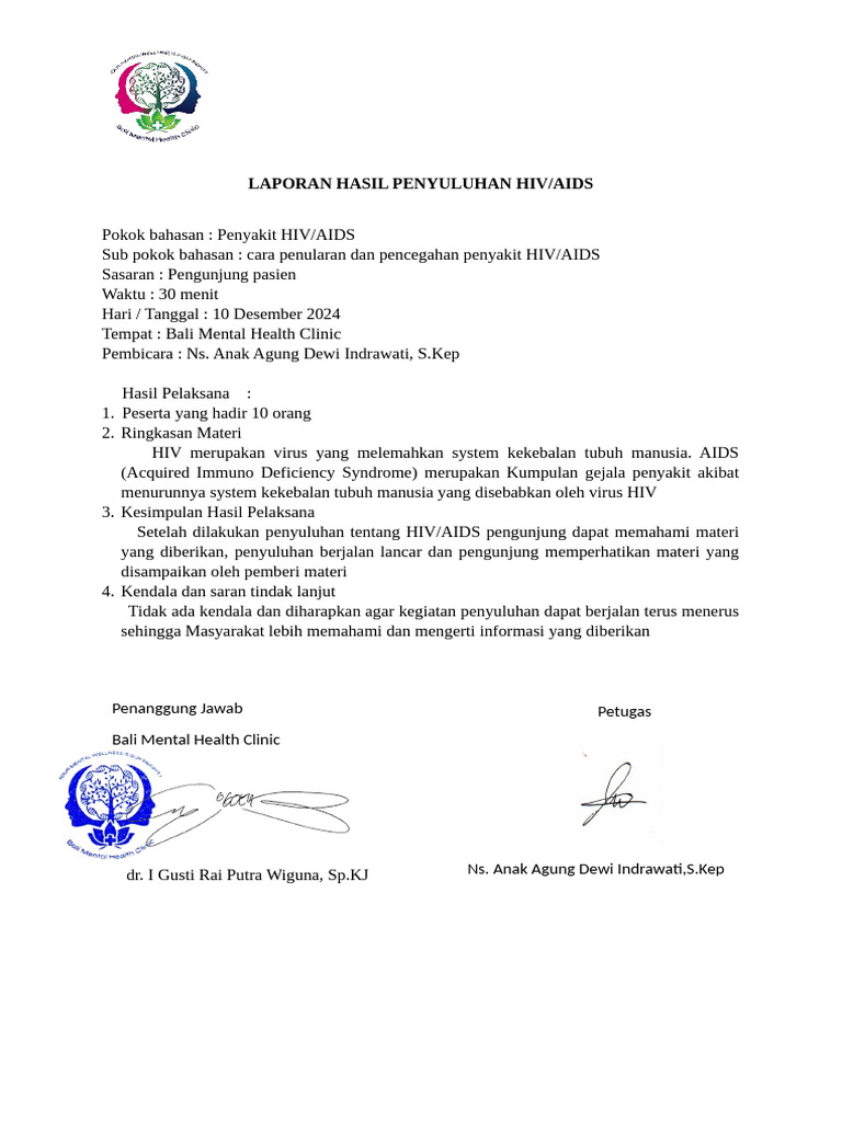 Laporan Hasil Penyuluhan Hiv Pdf
