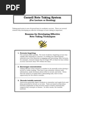 Cornell Note Taking System