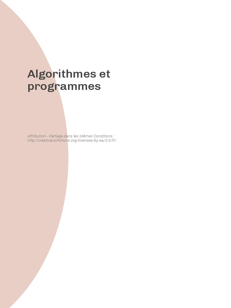 Comprendre les Algorithmes et Programmes | PDF | Algorithmes ...