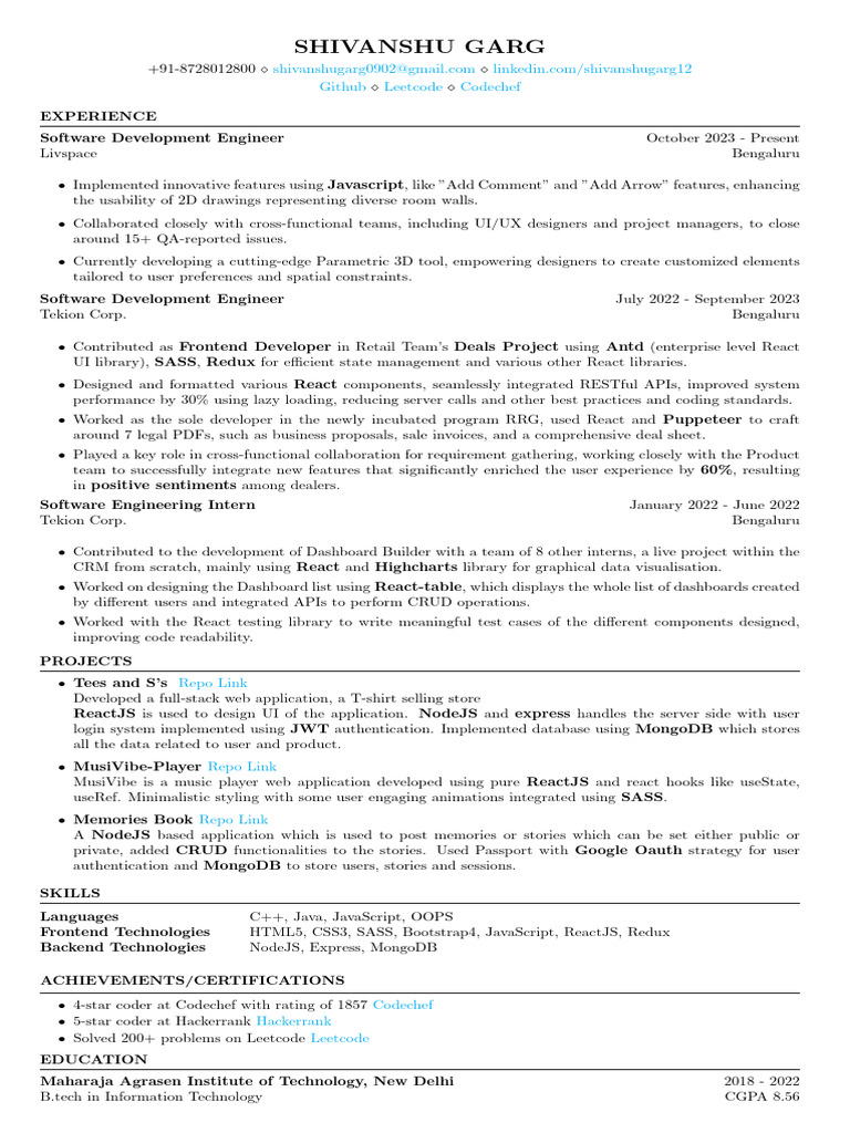 ShivanshuGarg Resume PDF | PDF | Computing | Information Technology
