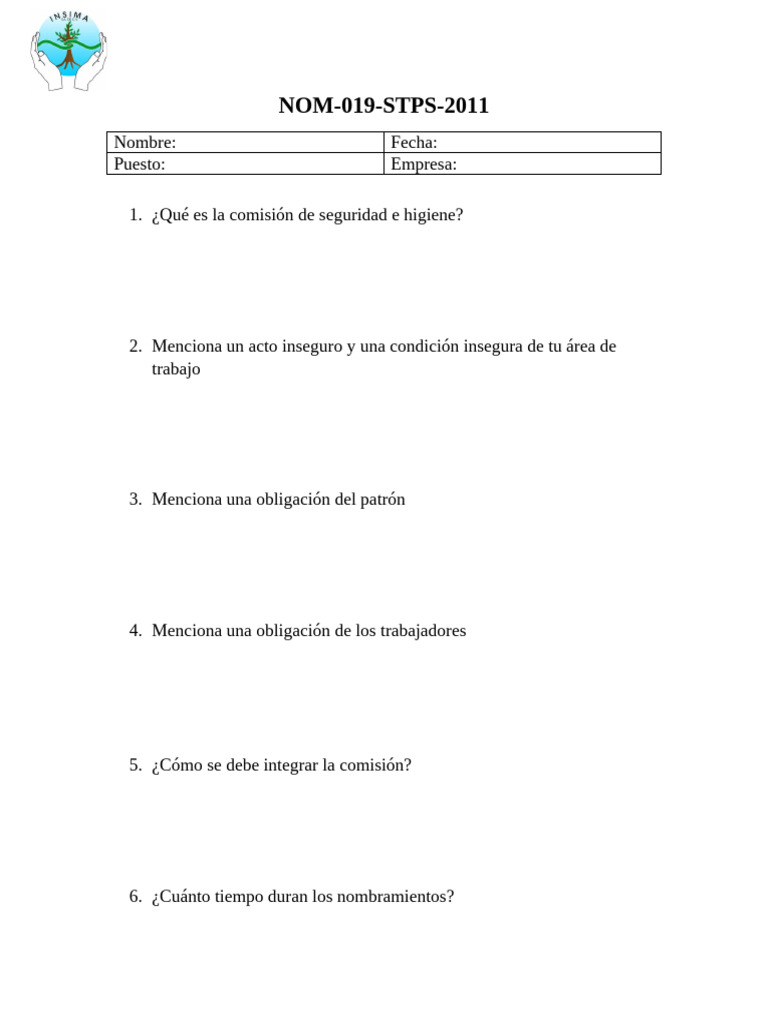 Evaluación Nom 019 Stps | PDF