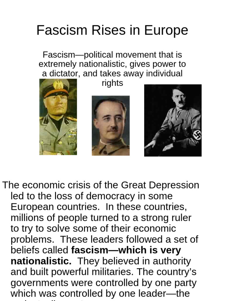 Rise of Fascism in Europe: Mussolini & Hitler | PDF | Fascism | Adolf ...