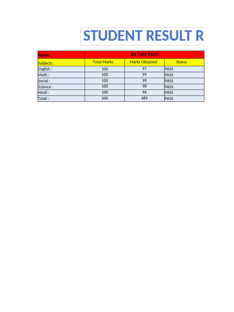 Student Report Card Math Practical | PDF