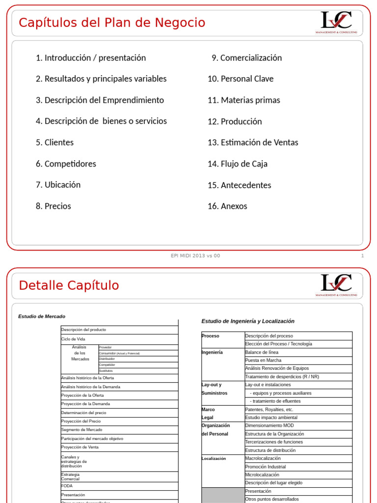 Capítulos Del Plan de Negocio | PDF | Plan de negocios | Mercado (economía)