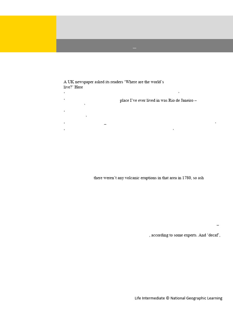Life Intermediate Half Year Test 2 Units 7 12 Pdf Coffee