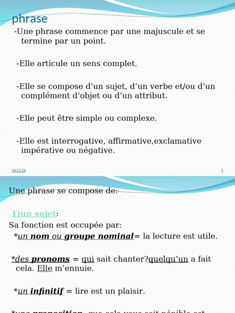 Comprendre la structure des phrases en français | PDF | Phrase ...