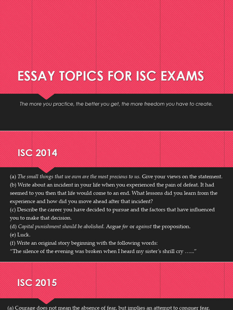 Essay Topics For Isc Exams | PDF