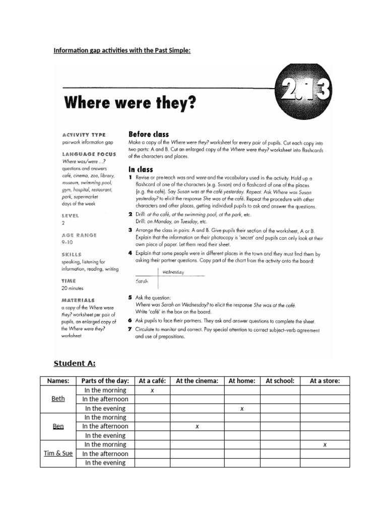 Oral Information Gap Activities With The Past Simple | PDF