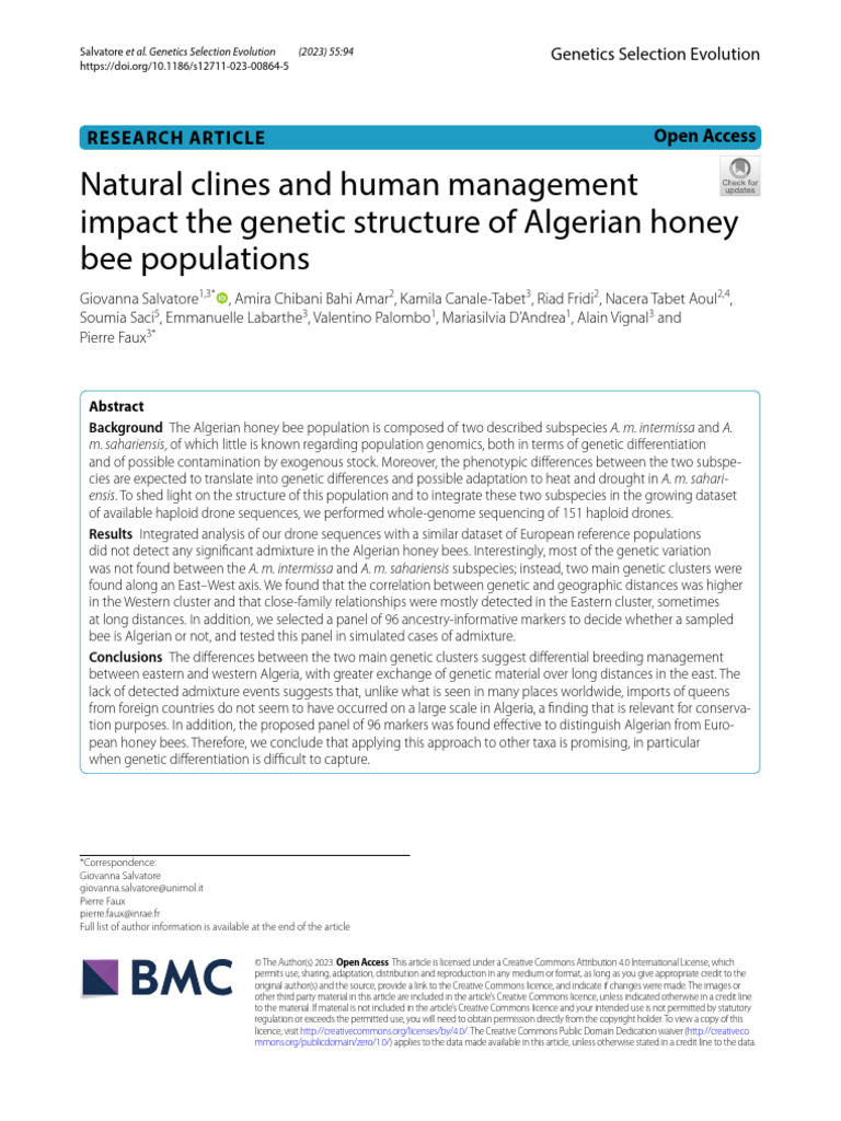 3-Natural Clines and Human Management... | PDF | Honey Bee | Single ...