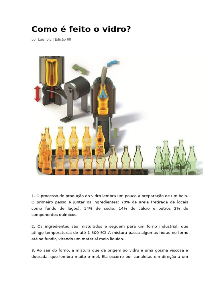 Processo de Produção do Vidro Explicado | PDF