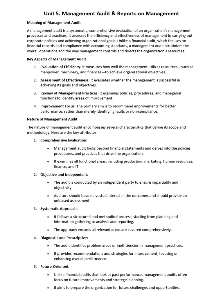 Overview of Management Audit Process | PDF | Audit | Corporate Social ...