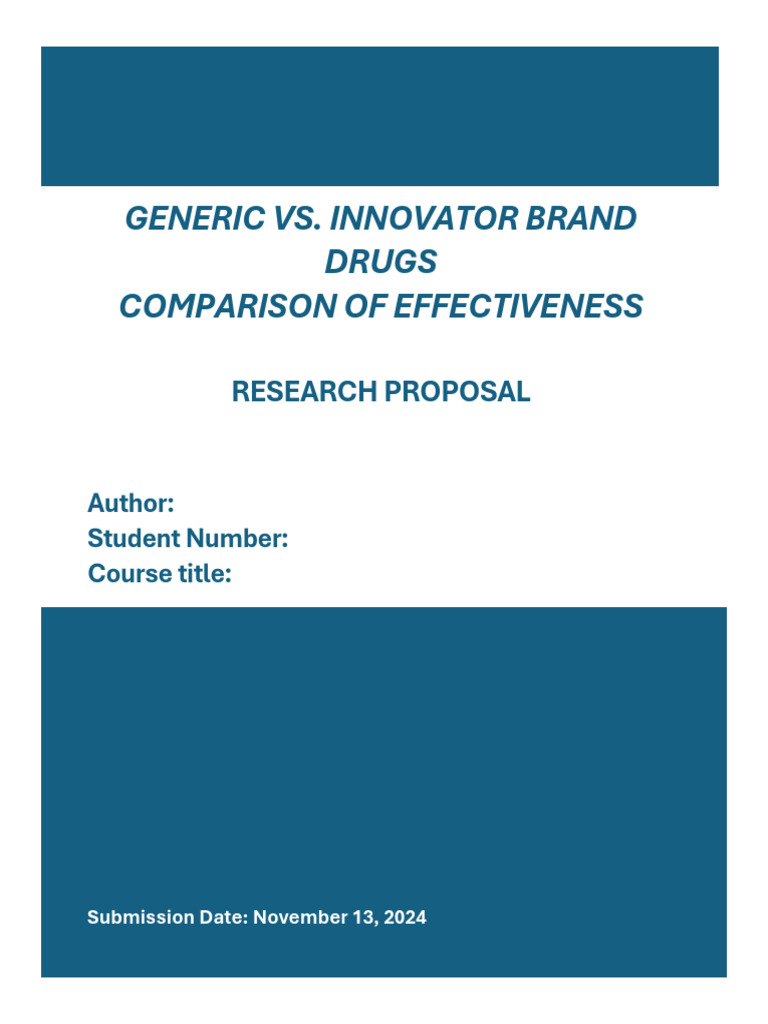 Generic vs. Innovator Drugs: Effectiveness Comparison | PDF | Willow ...