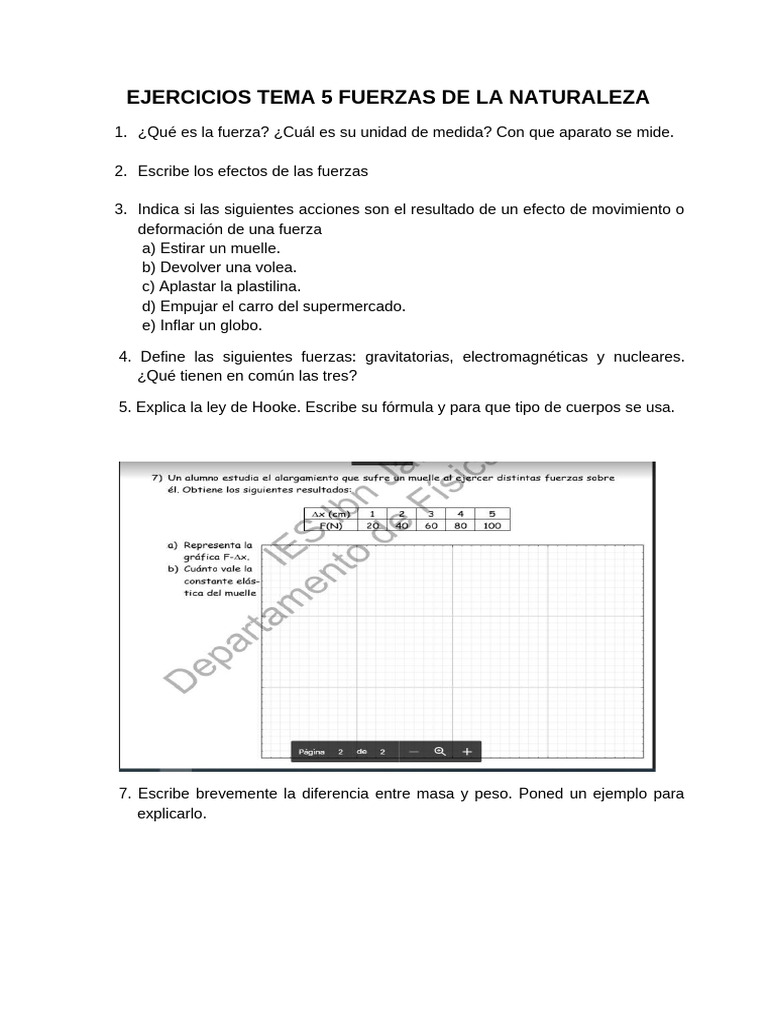 Ejercicios Tema 5 Fuerzas de La Naturaleza | PDF