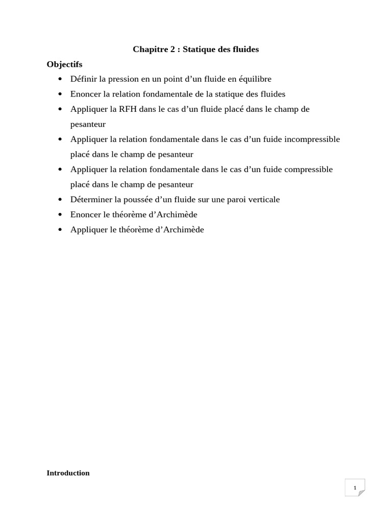 Statique des fluides : principes et applications | PDF | Pression ...