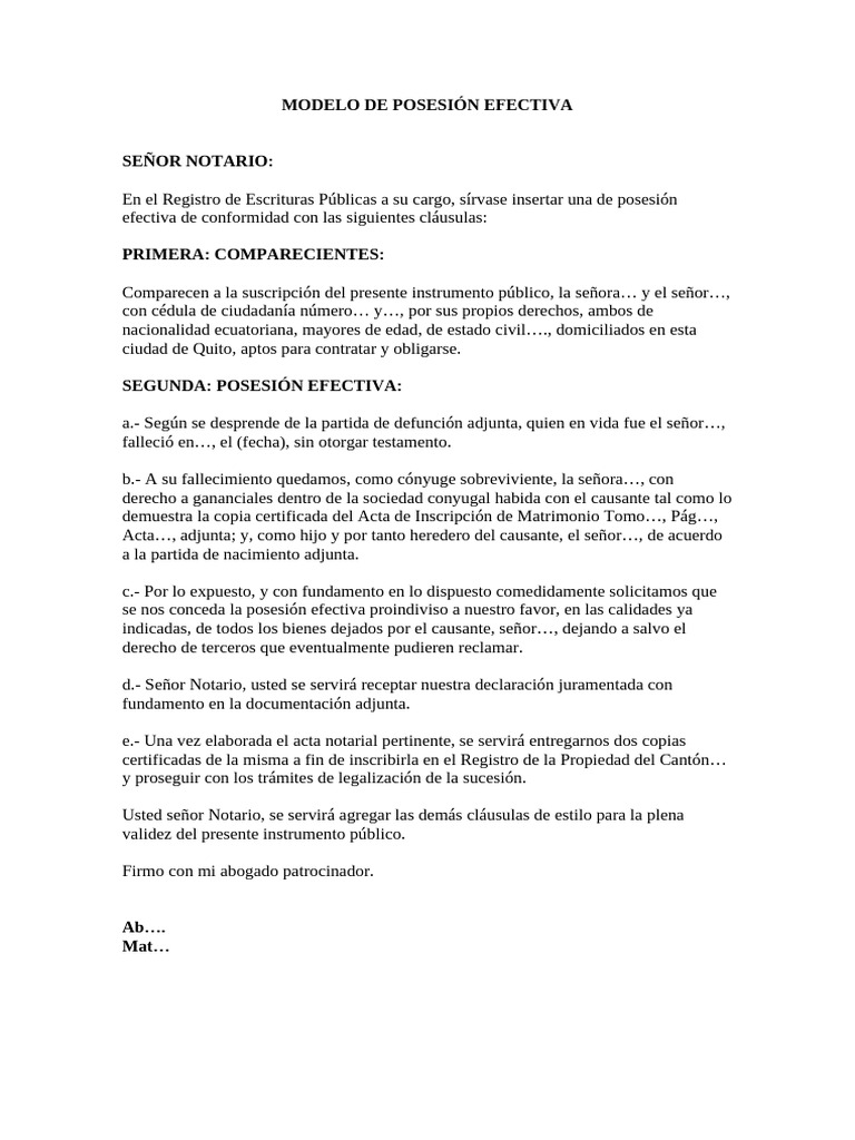 Posesion Efectiva | PDF
