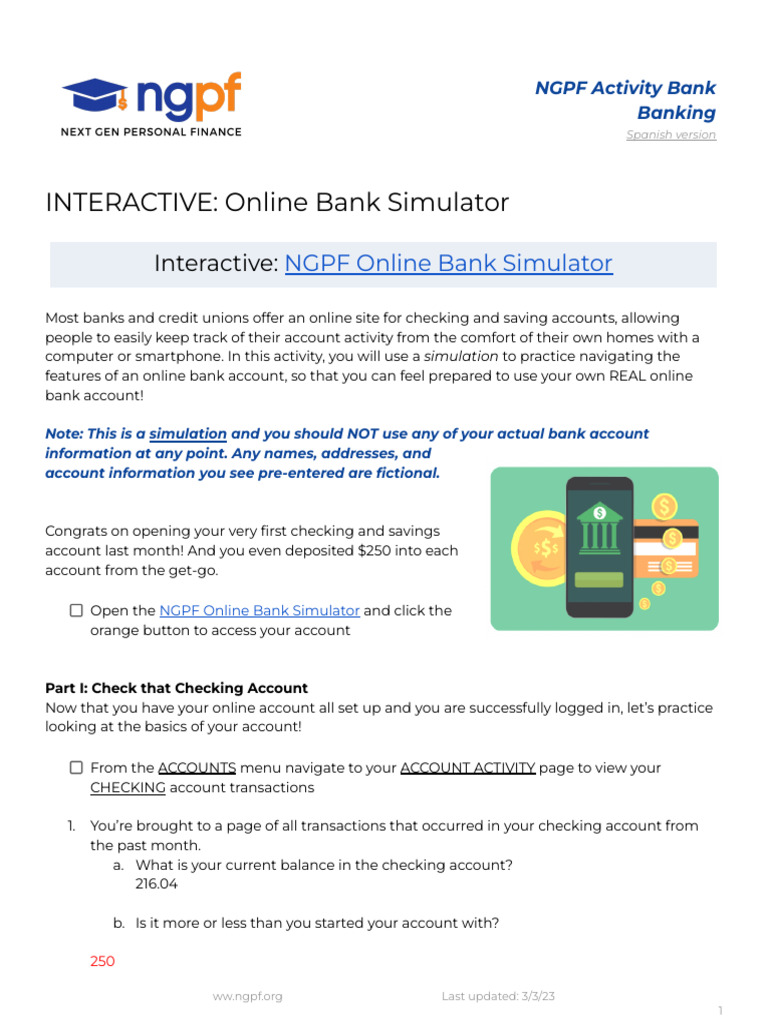 Online Banking Simulation Activity | PDF | Banks | Transaction Account