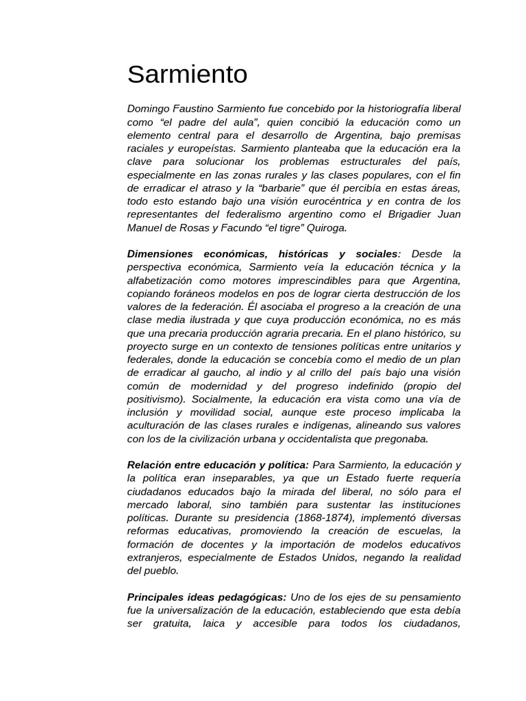Sarmiento | PDF | Ciencias Políticas | Educación en artes liberales