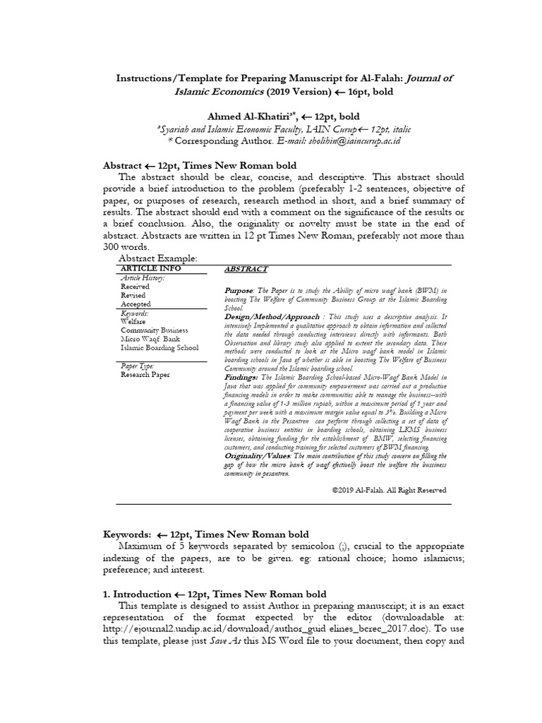author-guidelines-al-falah-2019-pdf-academic-journal-citation